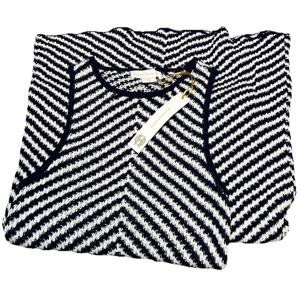 House‎ of Harlow 1960 Dark Navy Blue/White Chevron Sleeveless Dress, NWT …
